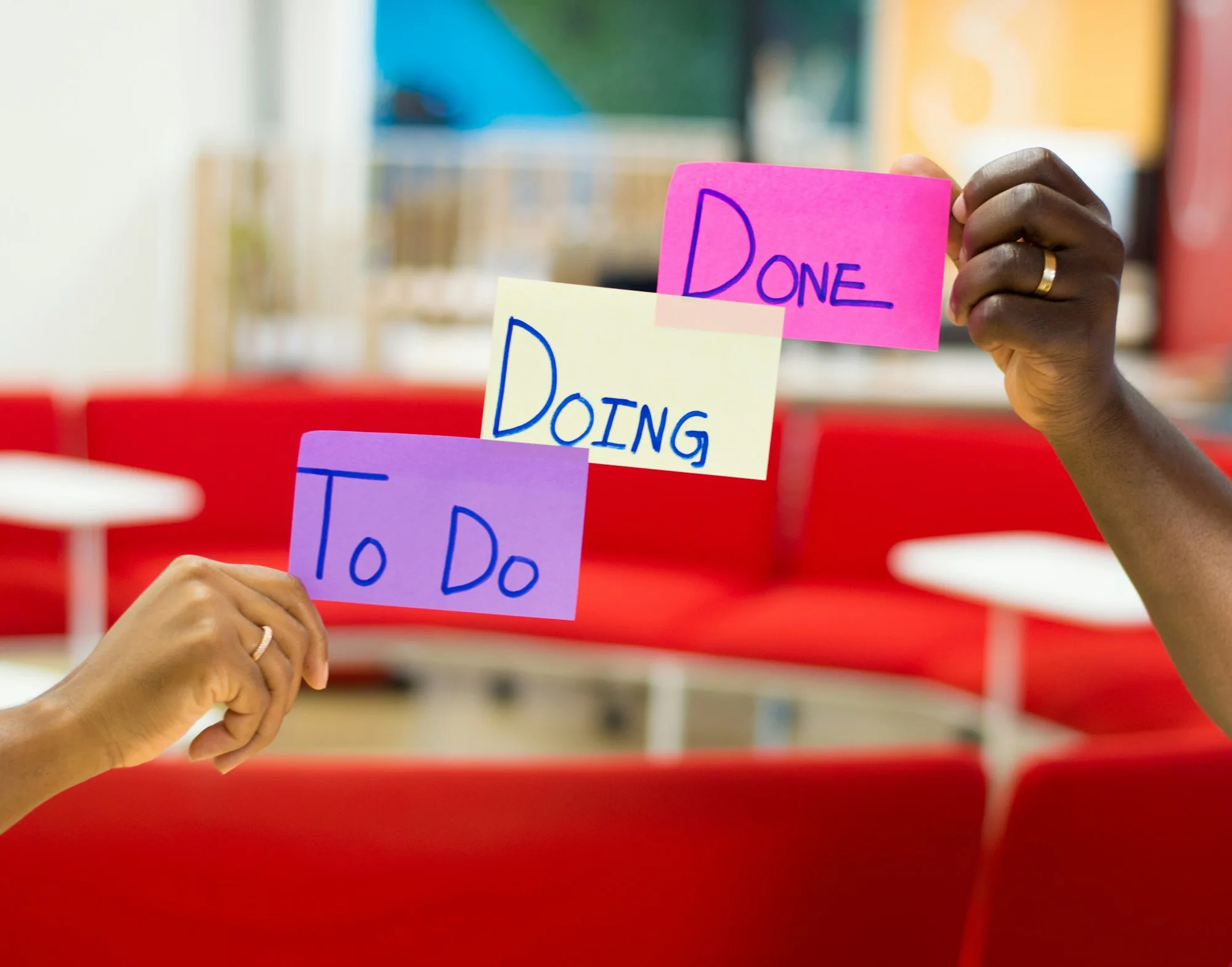 Bảng Kanban To Do, Doing, Done trước khi chuyển từ Trello sang Zoho Projects